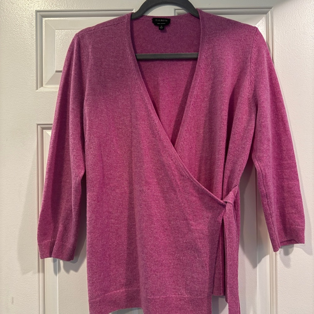 Cashmere Talbots Chic Pink/Purple Wrap Cardigan- Size M